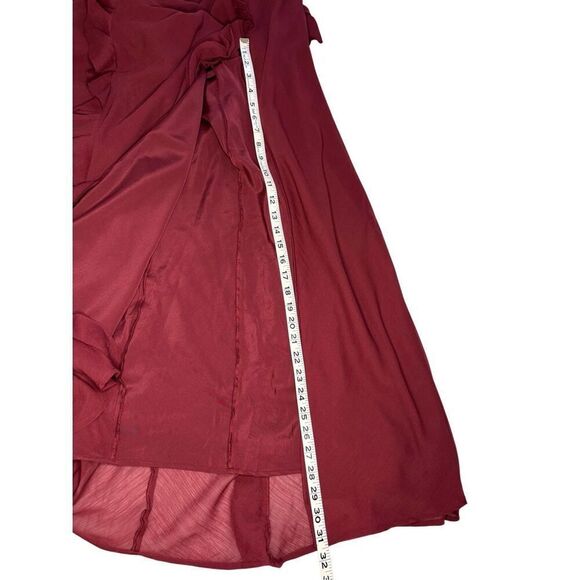 ASOS Design high neck ruffled maxi dress in berry - 14 - Picture 8 of 12